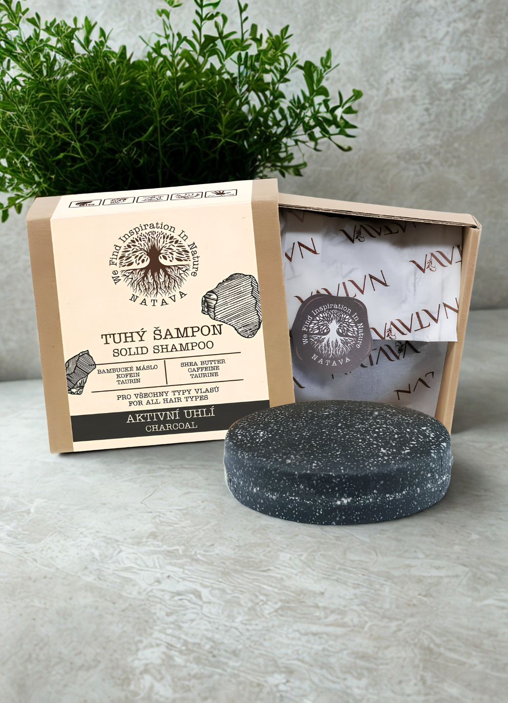 Natava szilárd sampon aktív szénnel, 85g