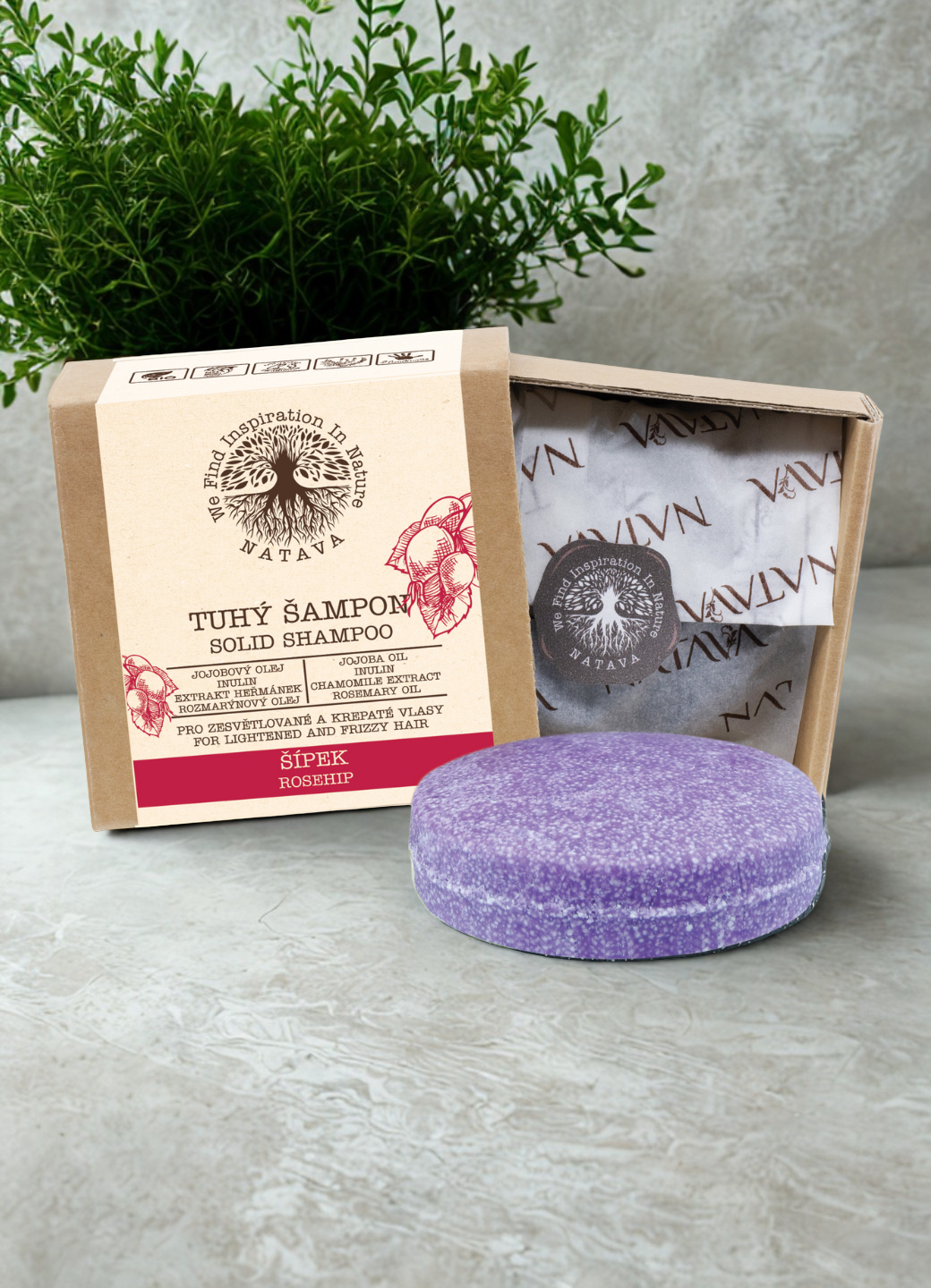 Natava szilárd sampon csipkebogyó kivonattal, 85g