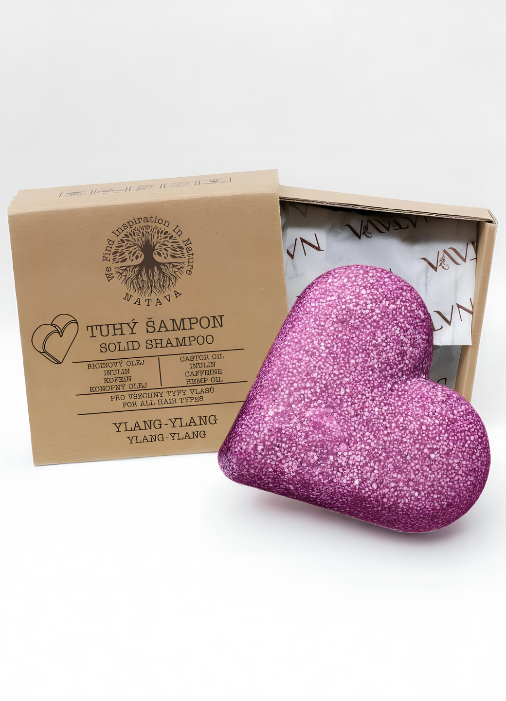 Natava szilárd szív alakú sampon ylang-ylang kivonattal, 95g