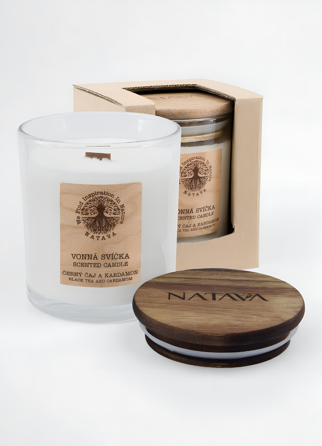 Natava szójagyertya - fekete tea és kardamom, 220g