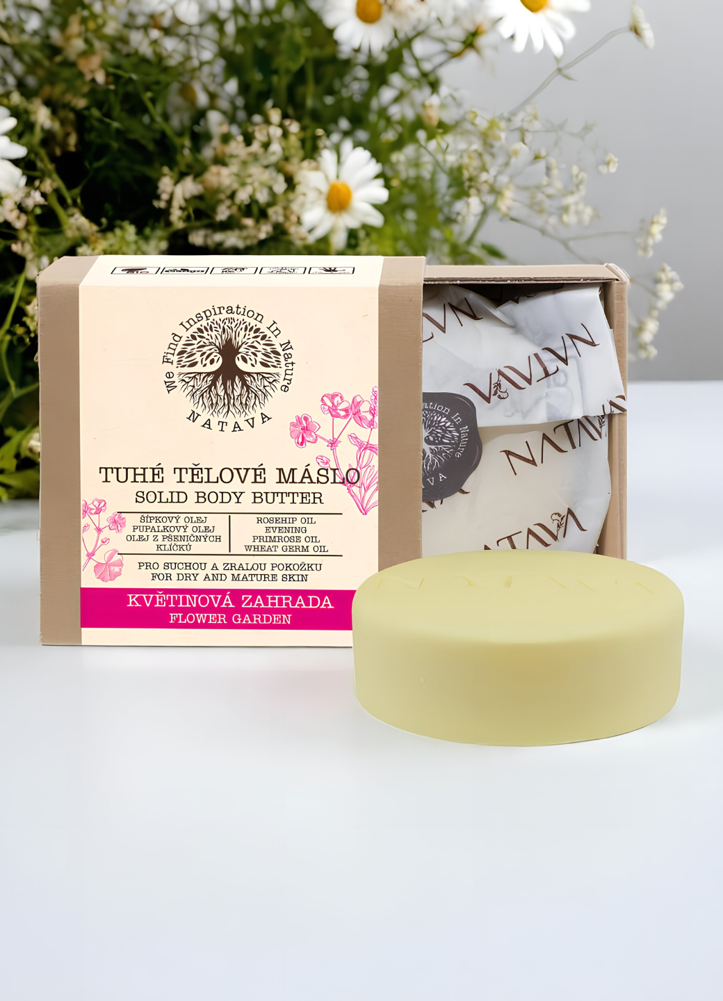 Natava szilárd testápoló - flower garden, 100g